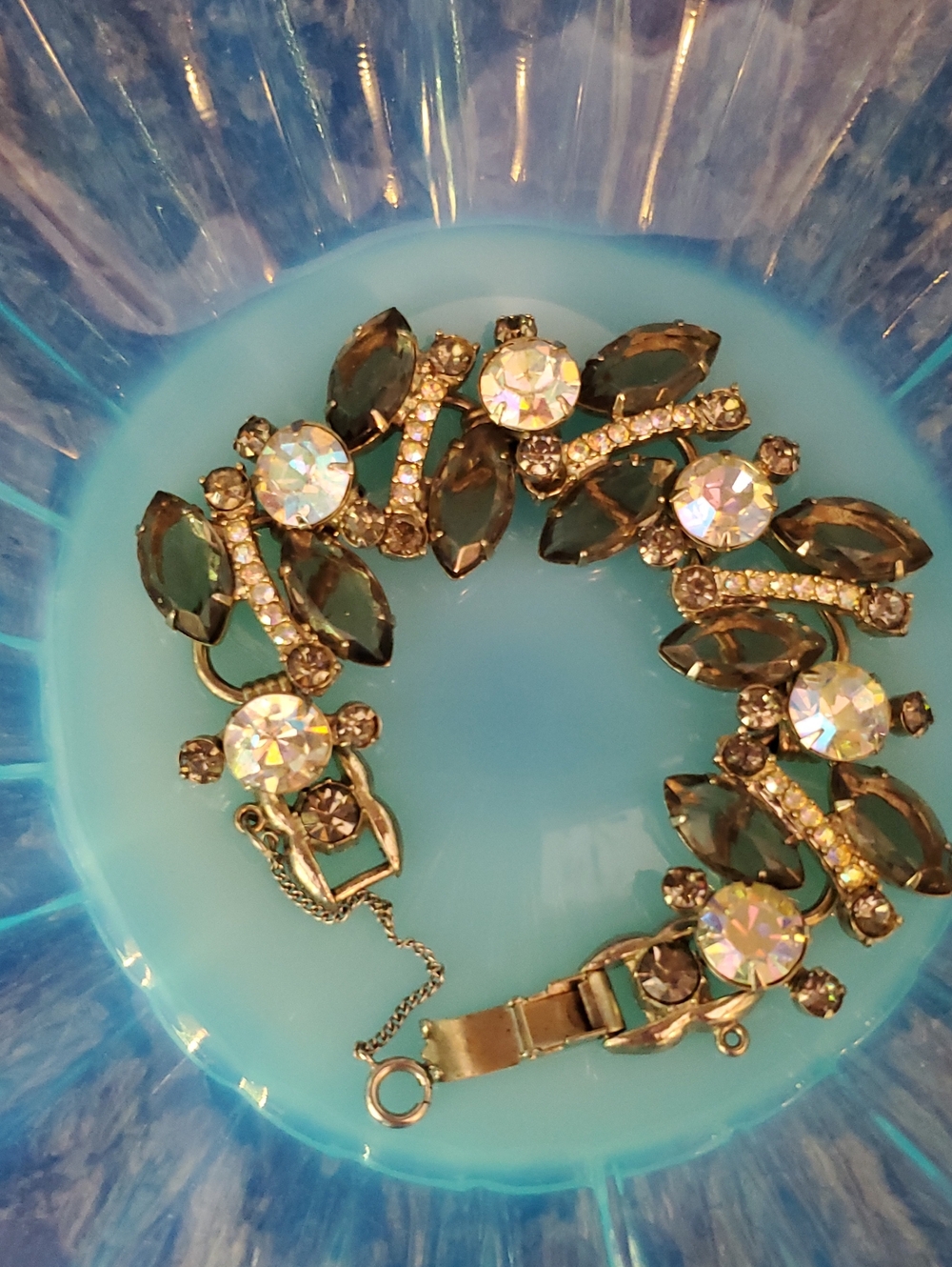 Crystal and Smoky Marquise Bracelet Vintage Weiss